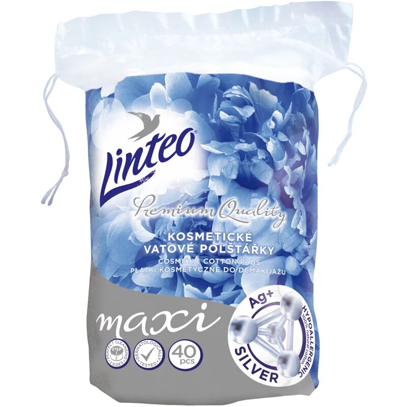 Linteo Premium Maxi blazinice za odstranjevanje ličil Silver 40 kos