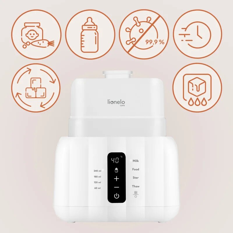 Lionelo Thermup Double White Bottle Warmer 6in1 večnamenski grelnik otroških stekleničk 6 v 1 1 kos