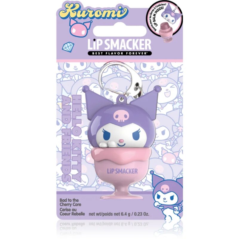 Lip Smacker Hello Kitty & Friends Kuromi balzam za ustnice za ključe okus Bad to the Cherry Core 6.4 g