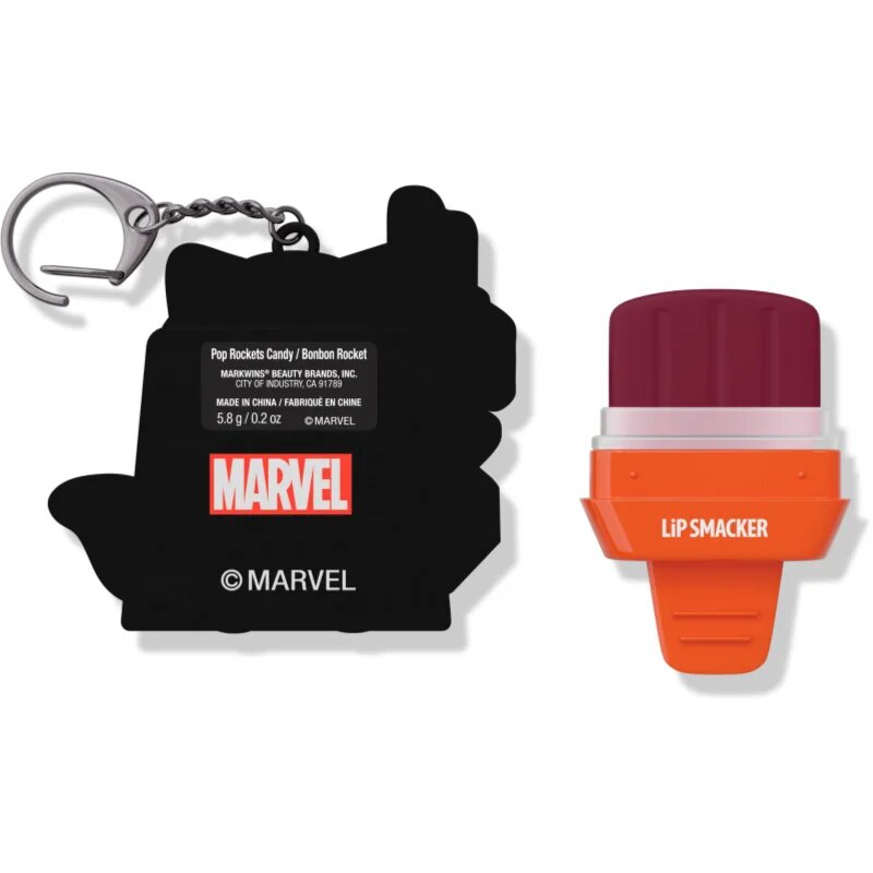 Lip Smacker Marvel Guardians of the Galaxy obesek za ključe z balzamom za otroke Rocket (Pop Rockets Candy) 58 g