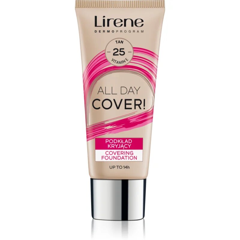 Lirene ALL DAY COVER! prekrivni fluidni tekoči puder odtenek 25 Tanned 30 ml