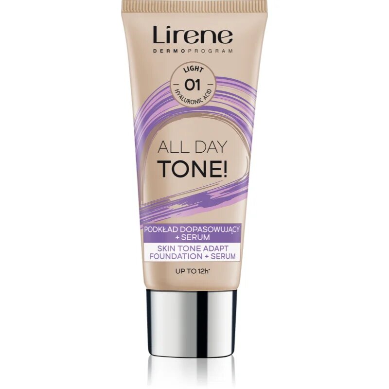 Lirene ALL DAY TONE! vlažilni tekoči puder za sijoč videz odtenek 01 Light 30 ml