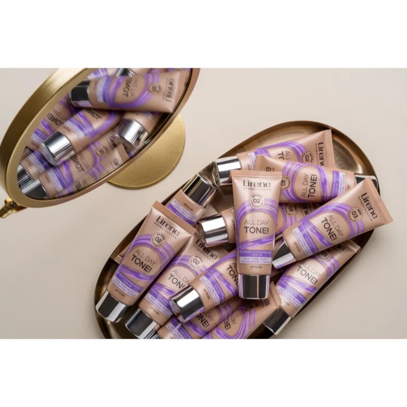Lirene ALL DAY TONE! vlažilni tekoči puder za sijoč videz odtenek 01 Light 30 ml
