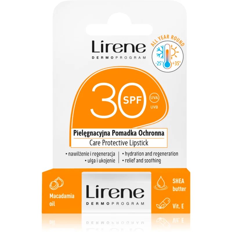 Lirene Care Protective Lipstick zaščitni balzam za ustnice z vlažilnim učinkom SPF 30 4.6 g