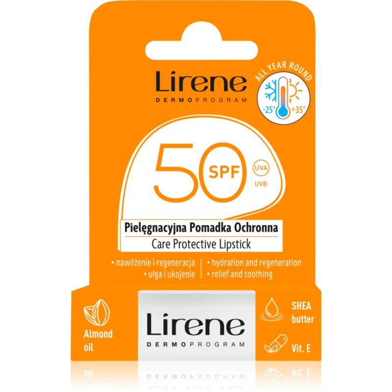 Lirene Care Protective Lipstick zaščitni balzam za ustnice z vlažilnim učinkom SPF 50 4.6 g