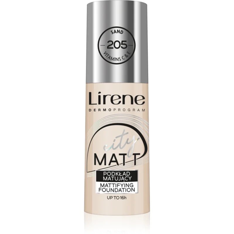 Lirene City Matt matirajoči fluidni tekoči puder z gladilnim učinkom odtenek 205 Sand 30 ml