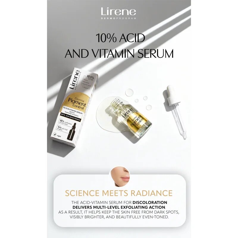 Lirene Derma Pigment Control Acid & Vitamin Serum serum proti pigmentnim madežem 30 ml