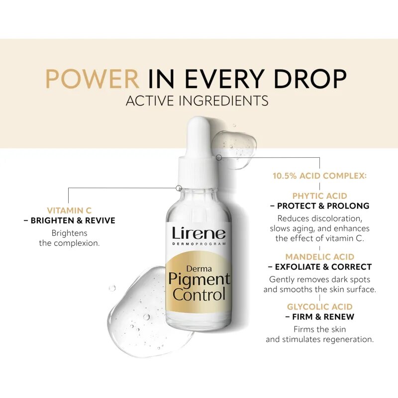 Lirene Derma Pigment Control Acid & Vitamin Serum serum proti pigmentnim madežem 30 ml