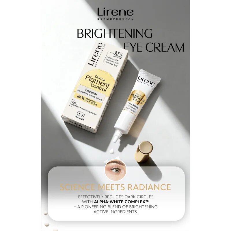 Lirene Derma Pigment Control Brightening Eye Cream gladilna in posvetlitvena krema za predel okoli oči 15 ml
