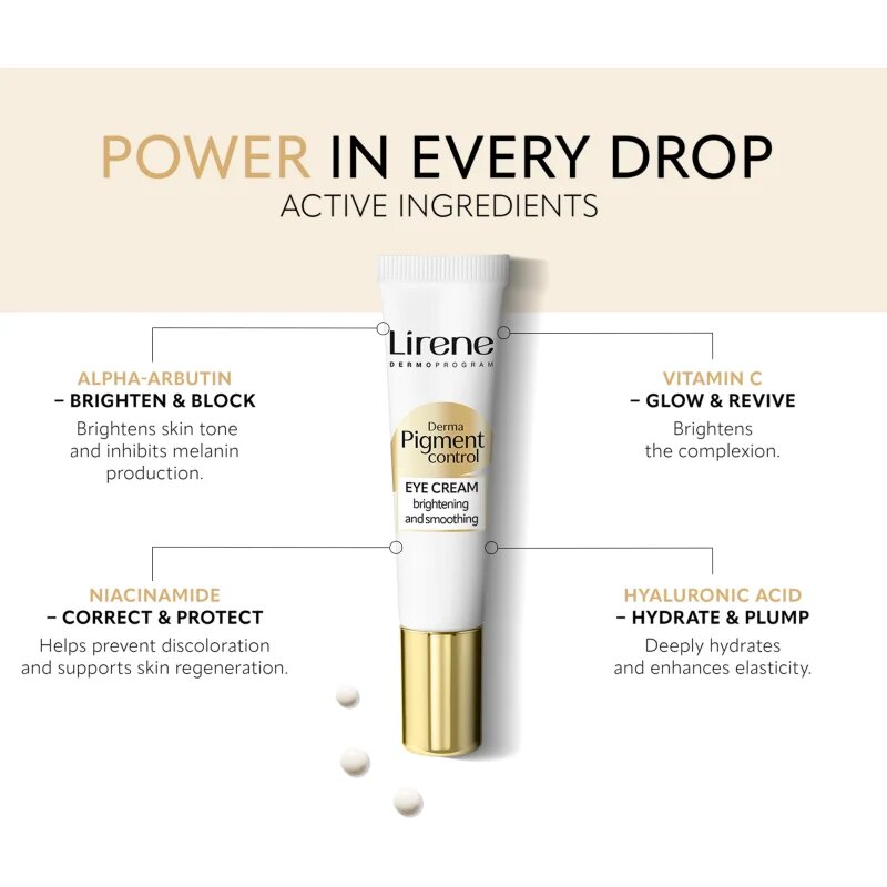 Lirene Derma Pigment Control Brightening Eye Cream gladilna in posvetlitvena krema za predel okoli oči 15 ml