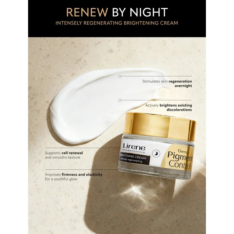 Lirene Derma Pigment Control Brightening Night Cream posvetlitvena nočna krema za kožo s hiperpigmentacijo 50 ml