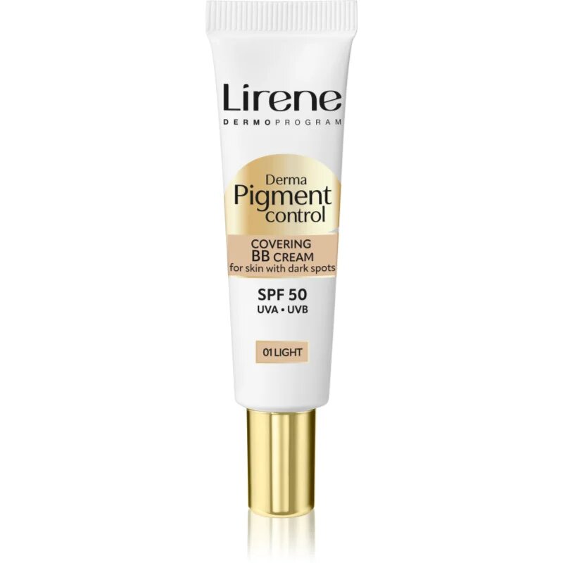 Lirene Derma Pigment Control Covering BB Cream SPF 50 posvetlitvena BB krema proti pigmentnim madežem odtenek 01 Light 30 ml