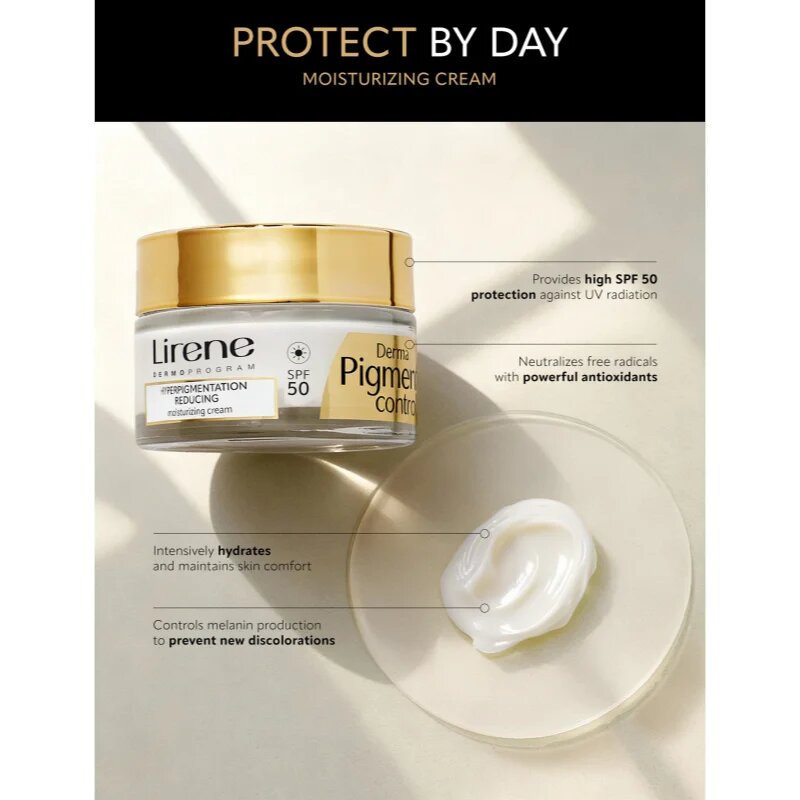 Lirene Derma Pigment Control Cream SPF 50 posvetlitvena vlažilna krema proti pigmentnim madežem SPF 50 50 ml