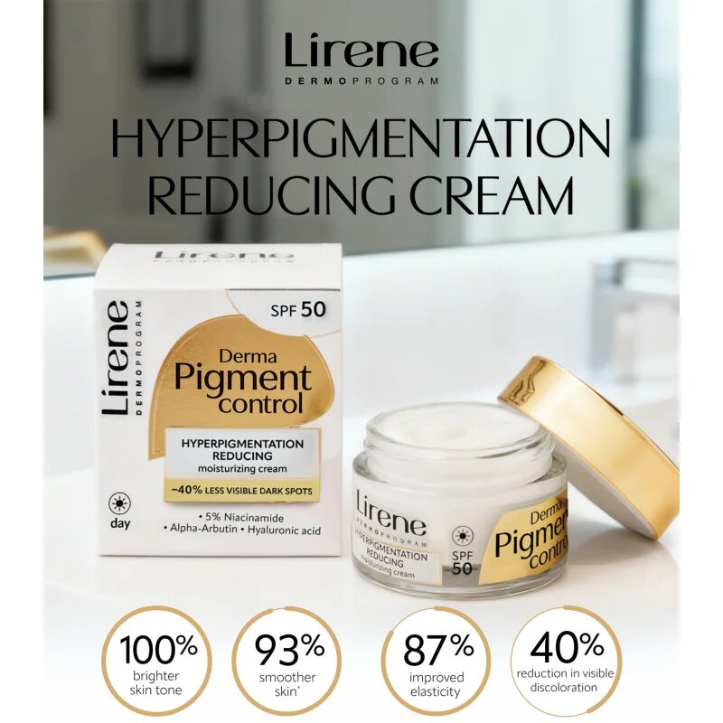 Lirene Derma Pigment Control Cream SPF 50 posvetlitvena vlažilna krema proti pigmentnim madežem SPF 50 50 ml
