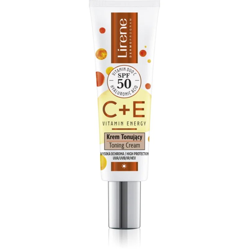 Lirene Vitamin Energy C+E krema za obraz za poenotenje tona kože SPF 50 30 ml