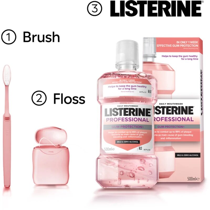 Listerine Professional Gum Protection+ ustna voda za zaščito zob in dlesni 500 ml