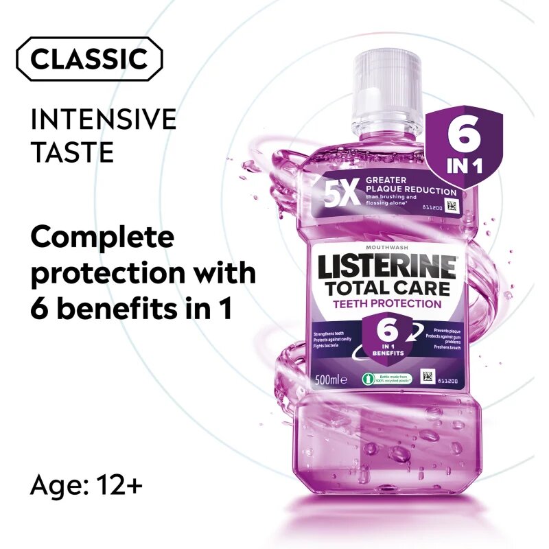 Listerine Total Care Teeth Protection ustna voda za popolno zaščito zob 6 v 1 500 ml