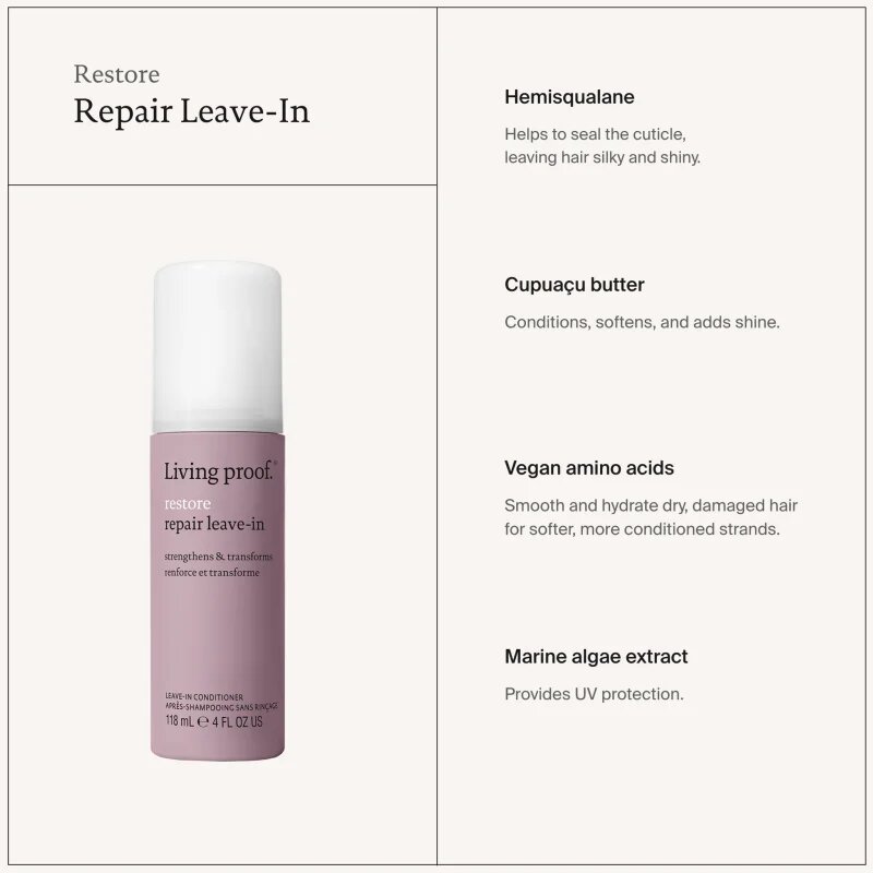 Living Proof Restore Repair Leave-in regeneracijski balzam brez spiranja za zelo poškodovane lase z razcepljenimi konicami 118 ml