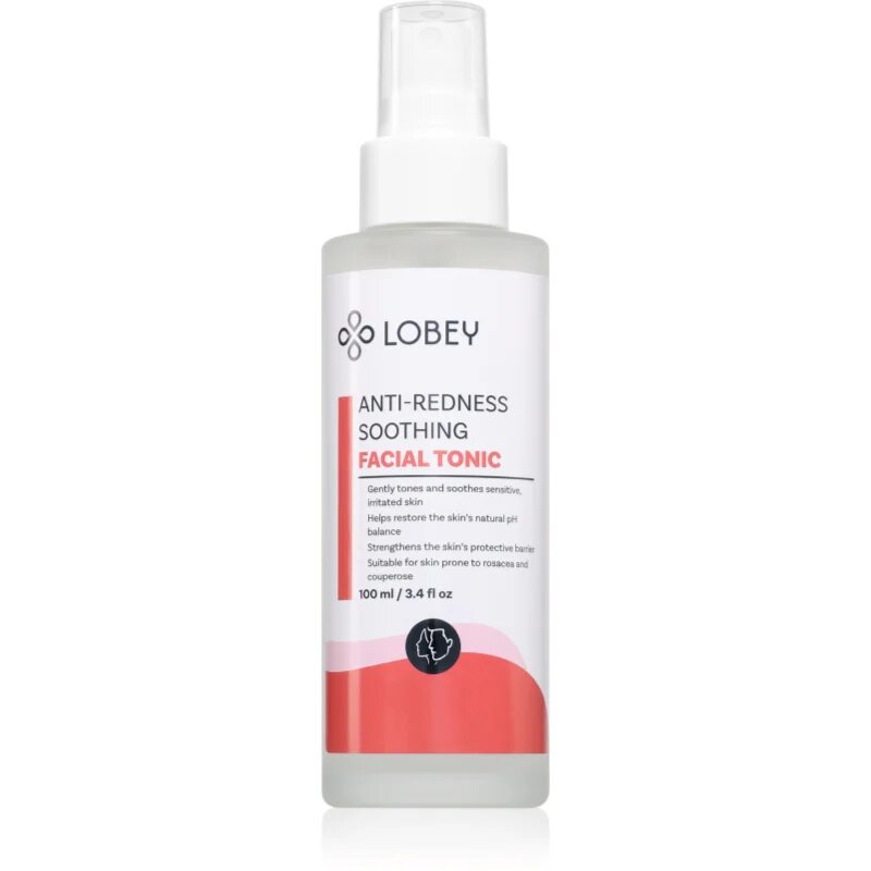 Lobey Anti-Redness Soothing pomirjajoči tonik za obraz proti rdečici na obrazu 100 ml