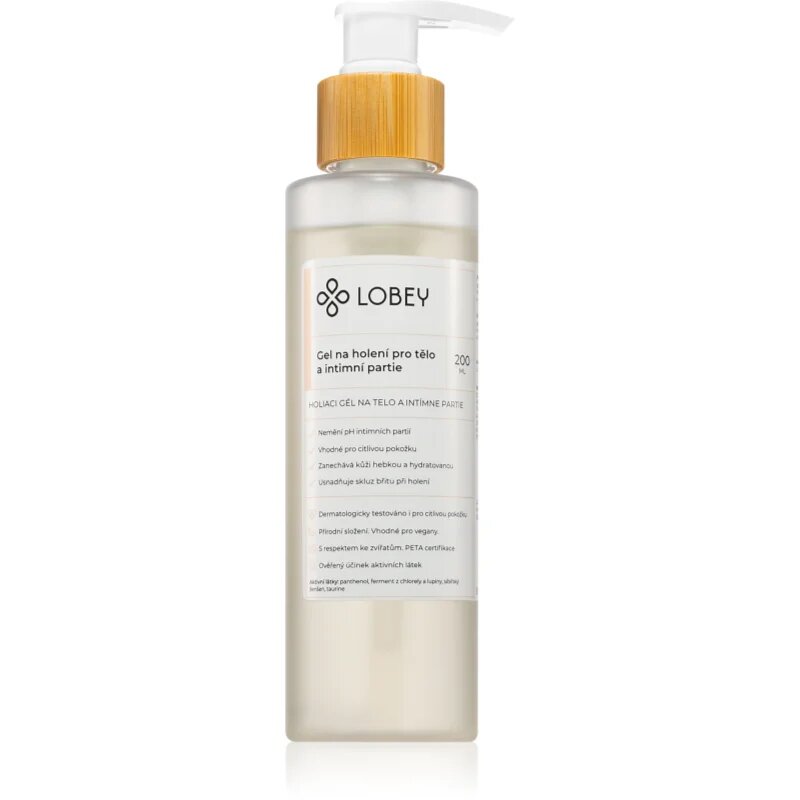 Lobey Body Care Gel na holení pro tělo a intimní partie gel za britje telesa za intimne predele 200 ml