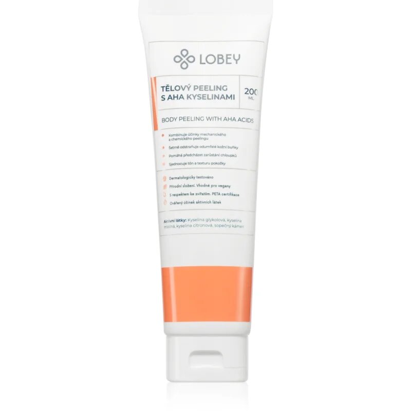 Lobey Body Care Tělový peeling s AHA kyselinami piling za telo z AHA 200 ml