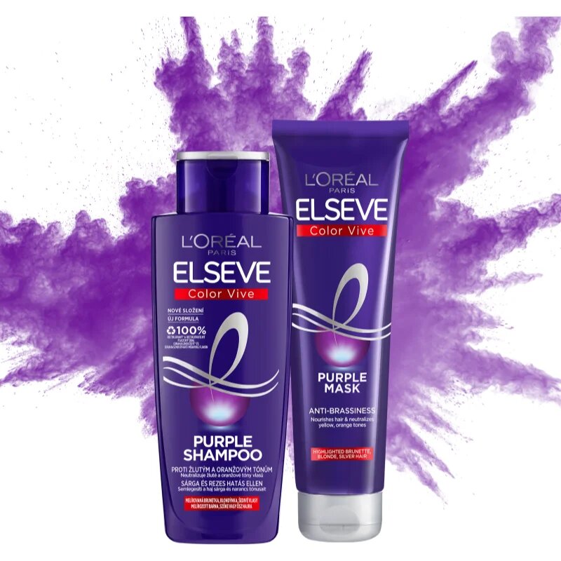 L’Oréal Paris Elseve Color-Vive Purple hranilna maska za blond lase in lase s prameni 150 ml