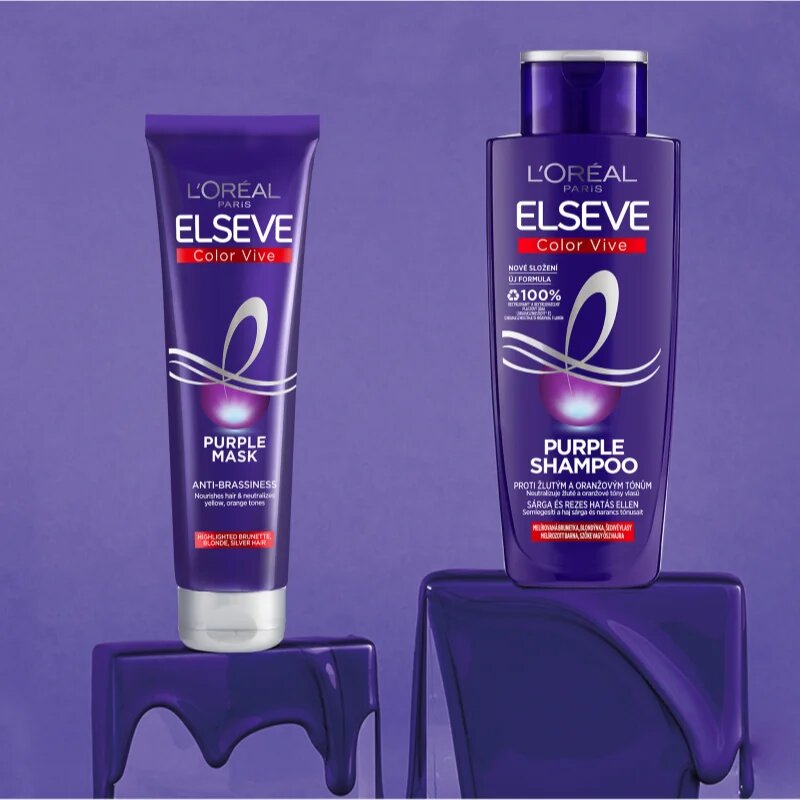 L’Oréal Paris Elseve Color-Vive Purple hranilna maska za blond lase in lase s prameni 150 ml