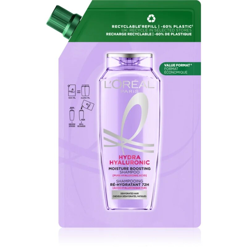 L’Oréal Paris Elseve Hyaluron Plump vlažilni šampon s hialuronsko kislino Refill 500 ml