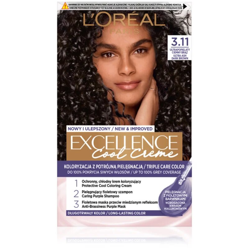 L’Oréal Paris Excellence Cool Creme barva za lase odtenek 3.11 Ultra Ash Dark Brown 1 kos