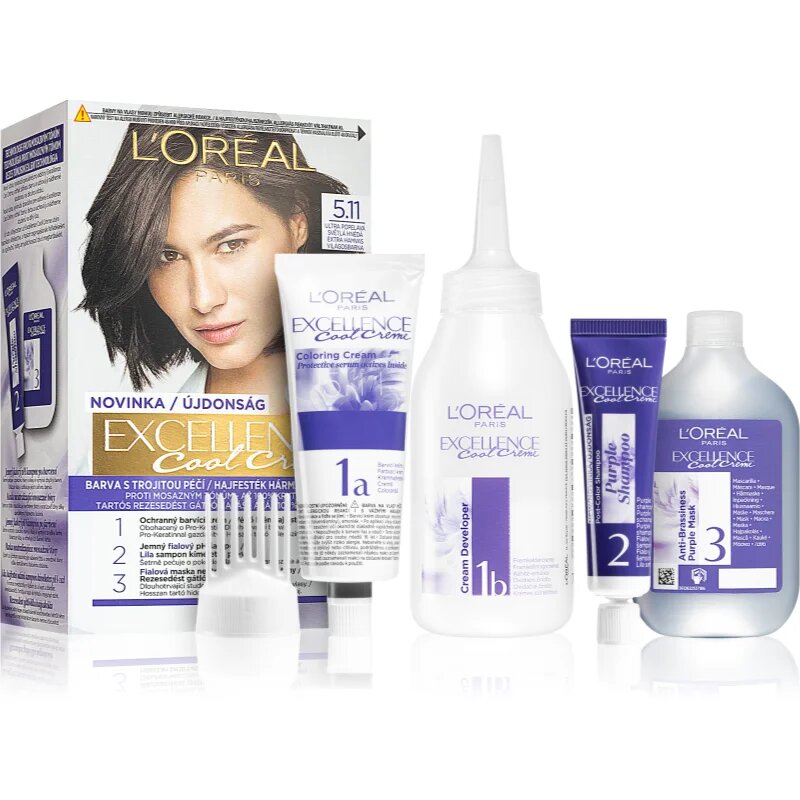 L’Oréal Paris Excellence Cool Creme barva za lase odtenek 5.11 Ultra Ash Light Brown 1 kos
