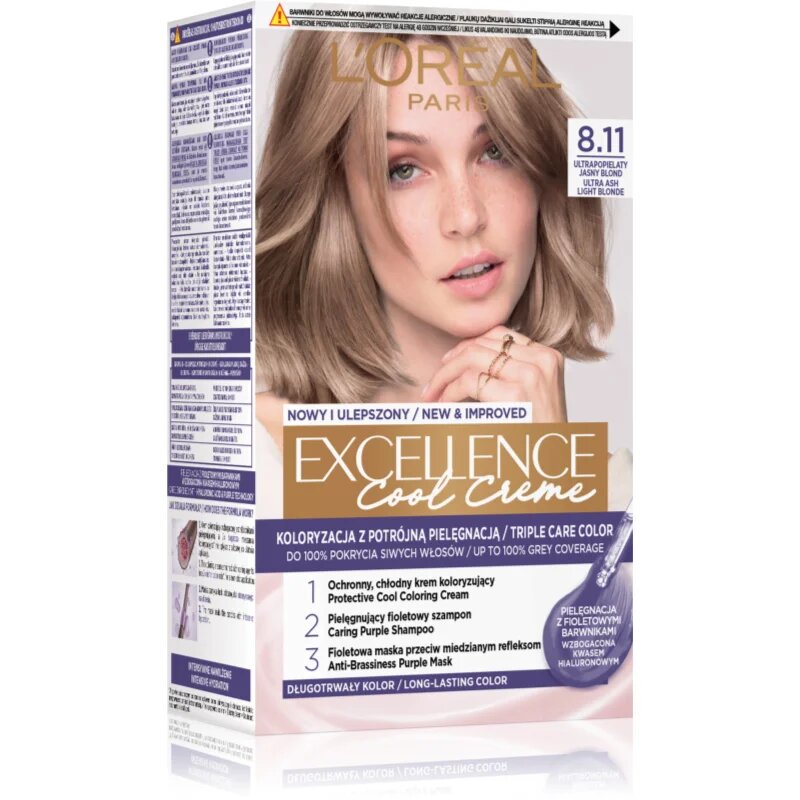 L’Oréal Paris Excellence Cool Creme barva za lase odtenek 8.11 Ultra Ash Light Blond 1 kos