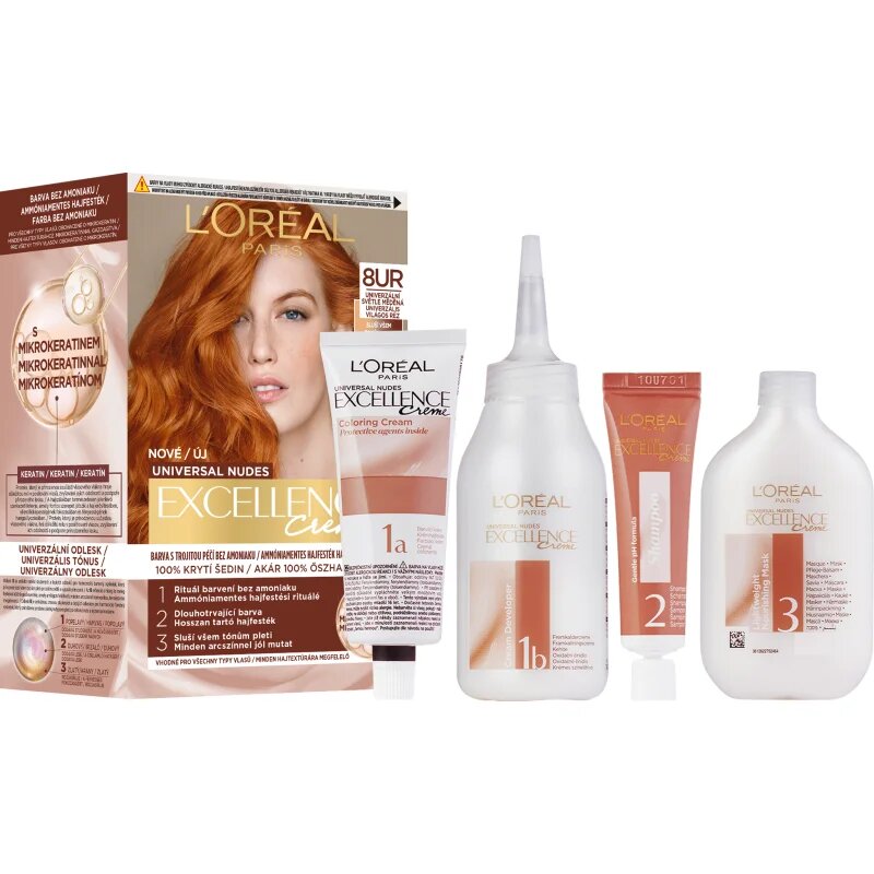 L’Oréal Paris Excellence Universal Nudes permanentna barva za lase odtenek 8UR Universal Copper Light 1 kos