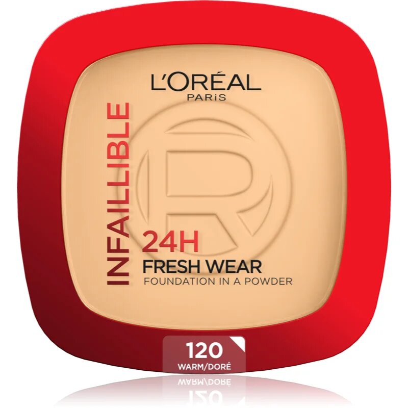 L’Oréal Paris Infaillible Fresh Wear 24h pudrasti make-up odtenek 120 Warm Doré 9 g