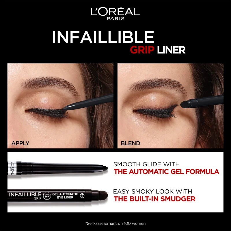 L’Oréal Paris Infaillible Grip 36h Gel Automatic Liner gelasti svinčnik za oči z aplikatorjem odtenek 07 Turquoise Faux Fur 0.4 g