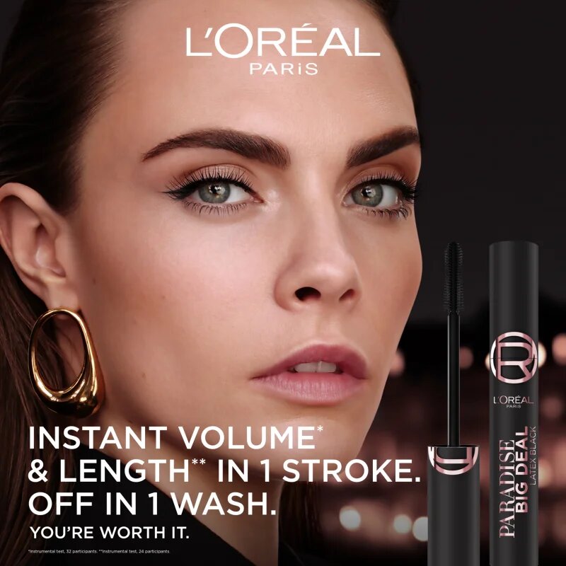 L’Oréal Paris Lash Paradise Big Deal maskara za volumen in podaljšanje trepalnic odtenek Latex Black 9.9 ml