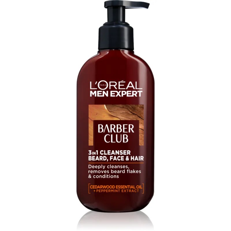 L’Oréal Paris Men Expert Barber Club čistilni gel za brado obraz in lase 200 ml