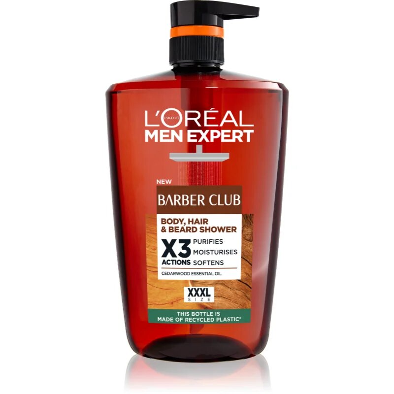 L’Oréal Paris Men Expert Barber Club gel za prhanje za moške za lase brado in telo 1000 ml