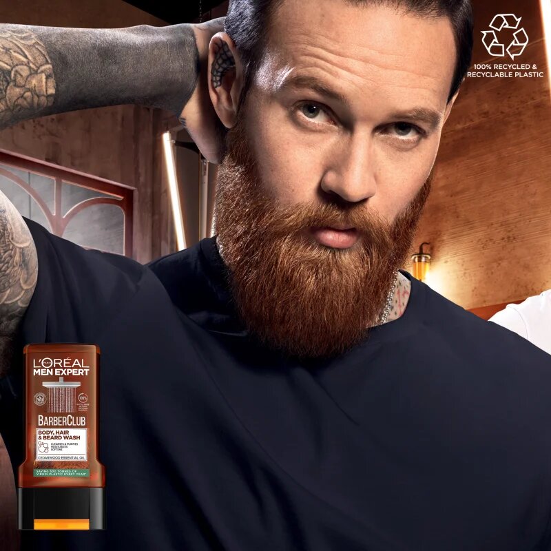 L’Oréal Paris Men Expert Barber Club gel za prhanje za moške za lase brado in telo 300 ml