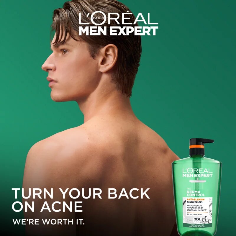 L’Oréal Paris Men Expert Derma Control gel za prhanje primerno tudi za občutljivo in problematično kožo 1000 ml