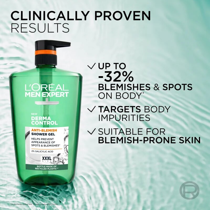 L’Oréal Paris Men Expert Derma Control gel za prhanje primerno tudi za občutljivo in problematično kožo 1000 ml