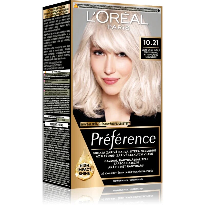 L’Oréal Paris Préférence barva za lase odtenek 10.21 Super Light Pearl Blonde 1 kos