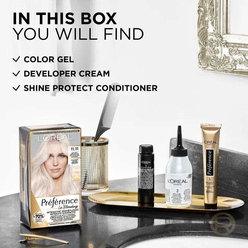 L’Oréal Paris Préférence Le Blonding barva za lase za posvetlitev las odtenek 11.11 Ultra-Light Cool Crystal Blonde 1 kos