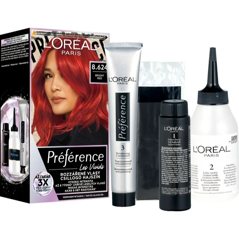 L’Oréal Paris Préférence Vivids barva za lase odtenek 8.624 bright red 1 kos