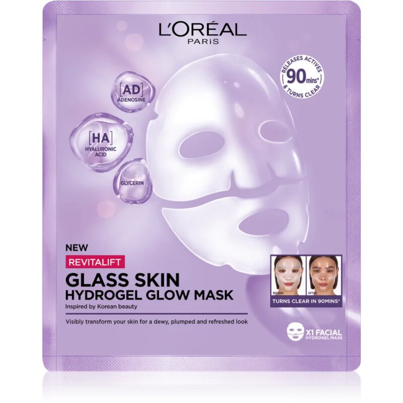 L’Oréal Paris Revitalift Filler Glass Skin hidrogelna maska s posvetlitvenim učinkom 25 g