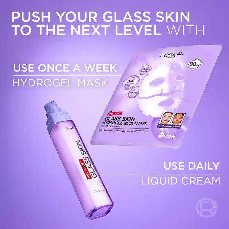 L’Oréal Paris Revitalift Filler Glass Skin hidrogelna maska s posvetlitvenim učinkom 4 kos