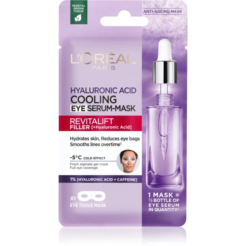 L’Oréal Paris Revitalift Filler maska iz platna s posvetlitvenim in vlažilnim učinkom za oči 11 g