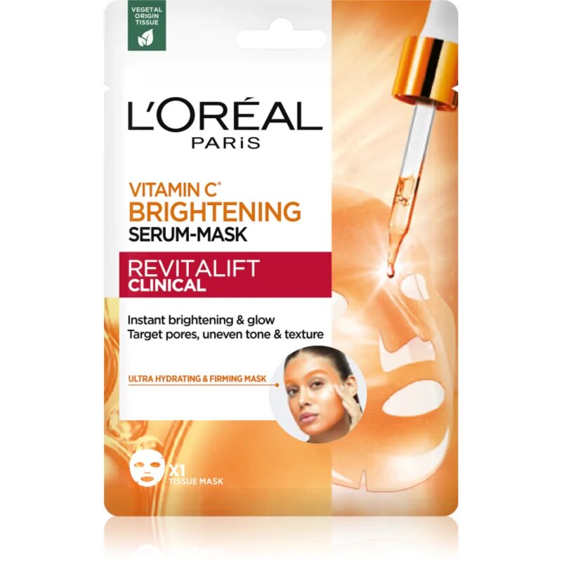 L’Oréal Paris Revitalift Vitamin C posvetlitvena maska za obraz z vitaminom C 26 g