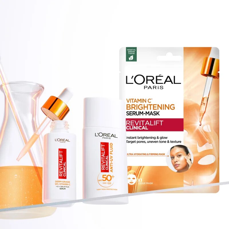 L’Oréal Paris Revitalift Vitamin C posvetlitvena maska za obraz z vitaminom C 26 g