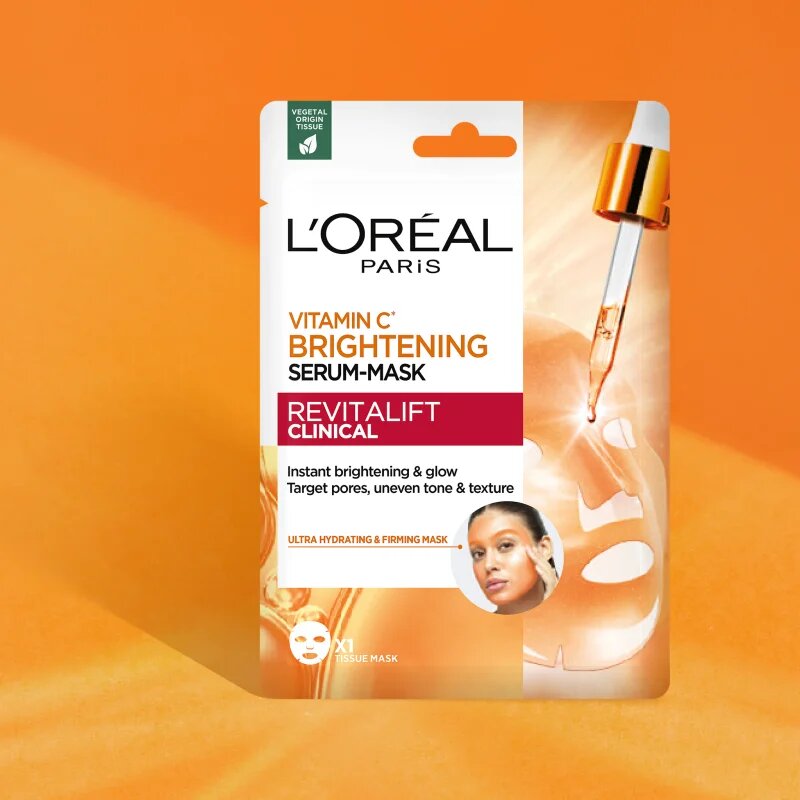 L’Oréal Paris Revitalift Vitamin C posvetlitvena maska za obraz z vitaminom C 26 g