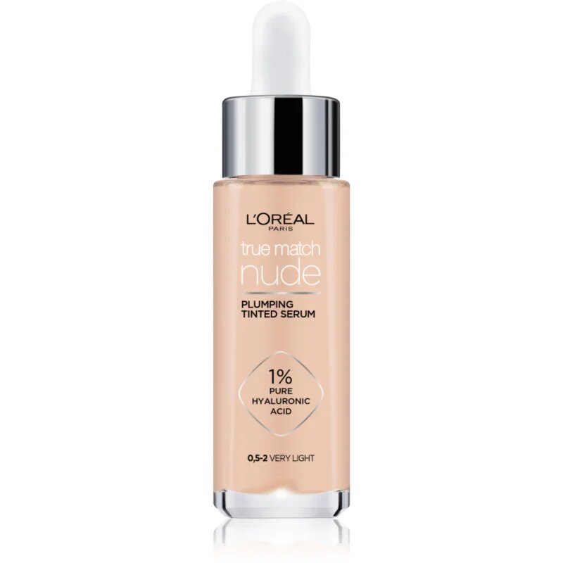 L’Oréal Paris True Match Nude Plumping Tinted Serum serum za poenotenje tona kože odtenek 0.5-2 Very Light 30 ml